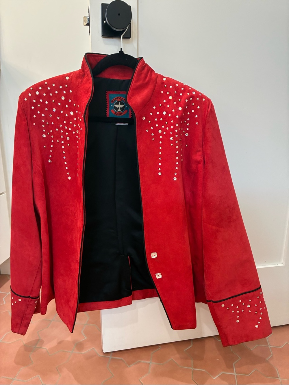 Vintage Renegade Spirit Red Women's Studded Suede Jacket